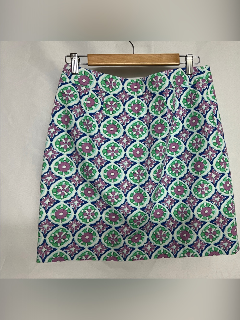 Talbots Blue, Green & Purple Floral Geometric Mini Lining Skirt Size 6 - Picture 5 of 11